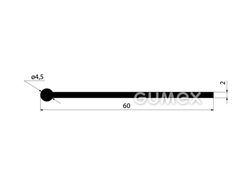 Gumový profil tvaru "I", 60x4,5/2mm, 70°ShA, EPDM, -40°C/+100°C, čierny